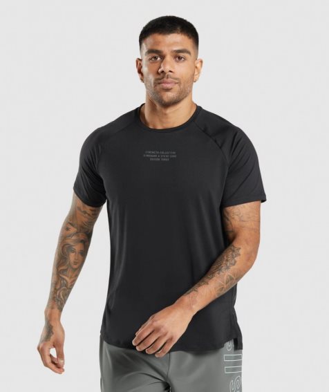 Men's Gymshark Steve Cook T-Shirts Black | CA AD7138